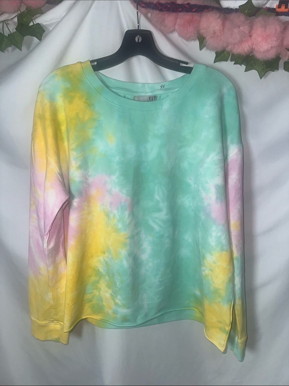 Kut from the Kloth Pastel Tie-Dye Sweatshirt in Mint, Yellow & Pink